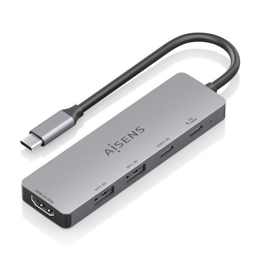 EAN 8435739903568 - AISENS ASUC-5P028-GR base para portátil y replicador de puertos Alámbrico USB 3.2 Gen 1 (3.1 Gen 1) Type- imagen 1