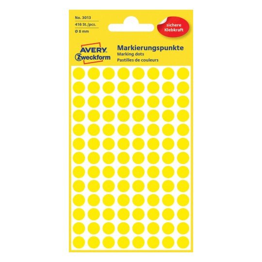 EAN 4004182030134 - Avery 3013 etiqueta decorativa engomada Papel Amarillo Permanente 416 pieza(s) imagen 2