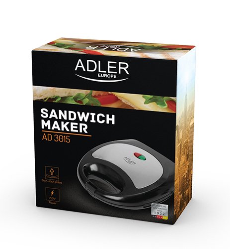 EAN 5908256832503 - Adler AD 3015 sandwichera 750 W Negro, Plata imagen 6