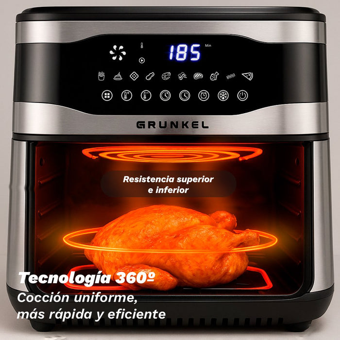 EAN 8426156019017 - Grunkel MAXYSTEELFRYER freidora Sencillo 9 L Independiente 2200 W Freidora de aire caliente Negro, Acero  imagen 5