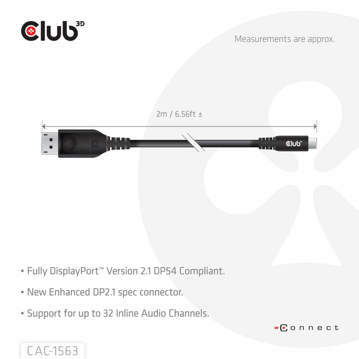 EAN 8719214473655 - CLUB3D CAC-1563 adaptador de cable de vídeo 2 m USB Tipo C DisplayPort Negro imagen 4