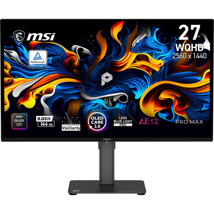 EAN 4711377430005 - MSI PRO MAX 271QPX14G pantalla para PC 67,3 cm (26.5") 2560 x 1440 Pixeles Quad HD QD-OLED Negro imagen 1