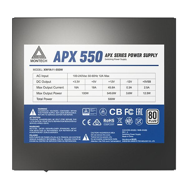EAN 4710562741087 - Montech APX550 unidad de fuente de alimentación 550 W 20+4 pin ATX ATX Negro imagen 4