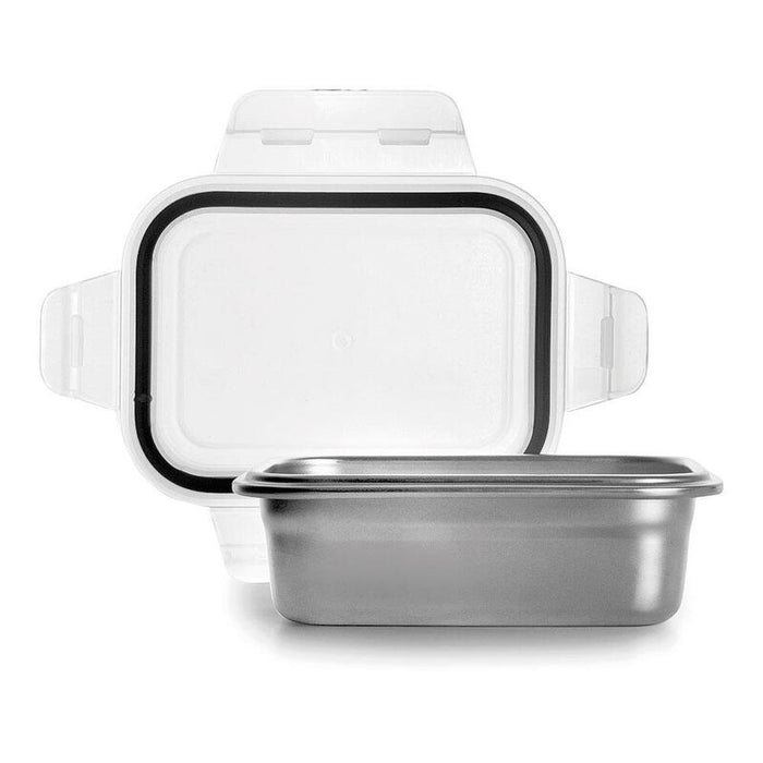 Fiambrera Rectangular De Acero Inoxidable Con Tapa Hermética De Plástico; 800 Ml