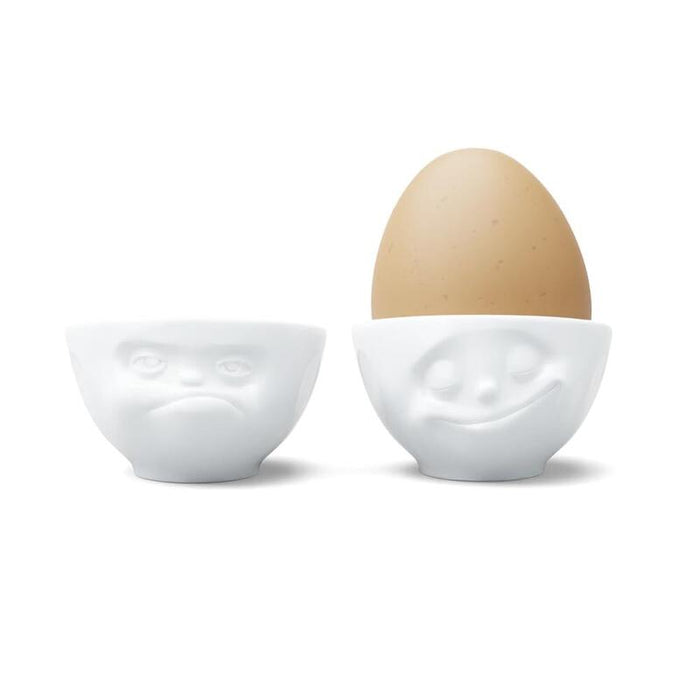 Fiftyeight Eierbecher Set Nr.3 - Glücklich & Hmpff Blanco