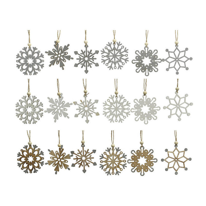 Figuras De Madera Para Arbol De Navidad Copos Surtidos Ø6cm