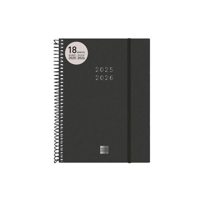 Finocam Agenda Espiral 18 Meses E10 Svh Cierre C/Goma Tapa Pp Negro 2025-2026