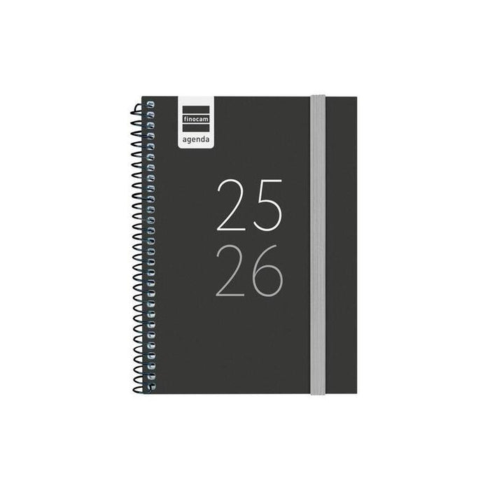 Finocam Agenda Secundaria Para Estudiantes Espiral 8º Svh Negro 2025-2026