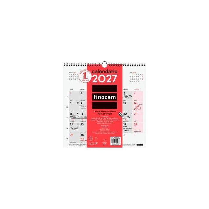 Finocam Calendario De Pared 12 Meses Para Escribir 30x30mm Neutro 2027