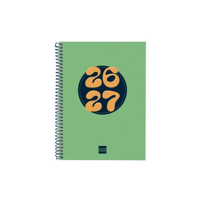 Finocam Cool Agenda Escolar 26/27 - Semana Vista Horizontal - Formato 4º - 155x212mm - Tapas De Carton Forrado - Papel