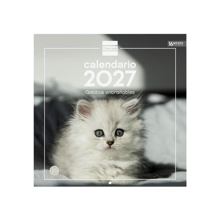 Finocam Gatitos Calendario De Pared - 16 Meses 26/27 - Mes Vista - 300x300mm - Papel De 170g/M2 - Imagenes Tematicas