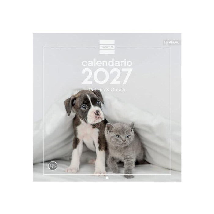 Finocam Perros Y Gatos Calendario De Pared - 16 Meses 26/27 - Mes Vista - 300x300mm - Papel De 170g/M2 - Imagenes