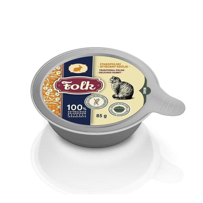 Folk Traditional Polish Delicious Rabbit - Comida Húmeda Para Gatos - 85g