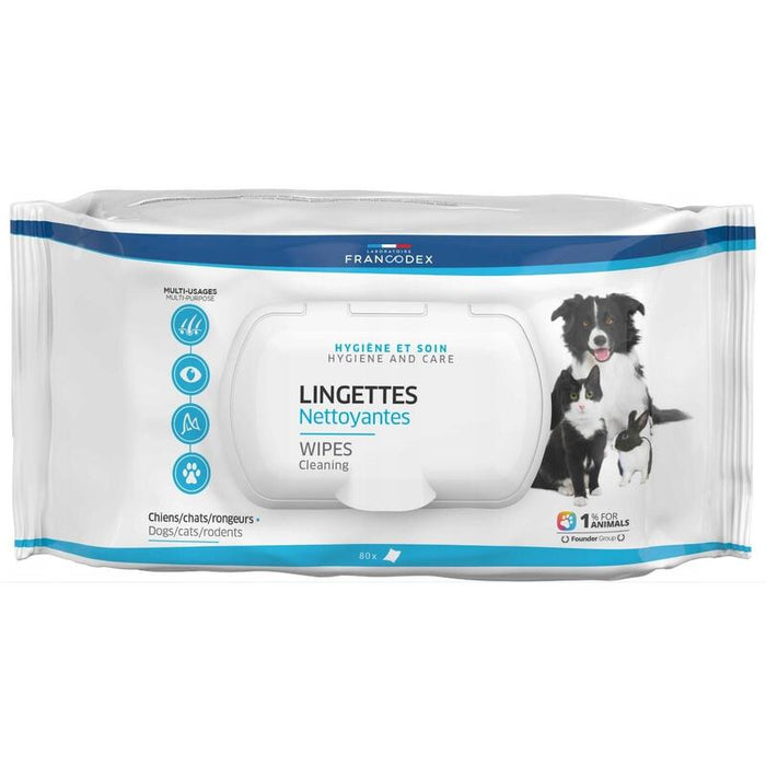 Francodex Toallitas De Aseo Para Perros Y Gatos - 80 Piezas
