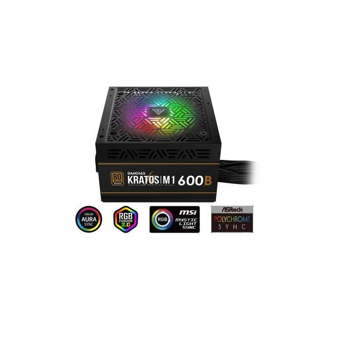 Fuente De Alimentacion Gamdias Kratos M1-600b 600w Neon-Flex Rgb 80 Plus Bronze