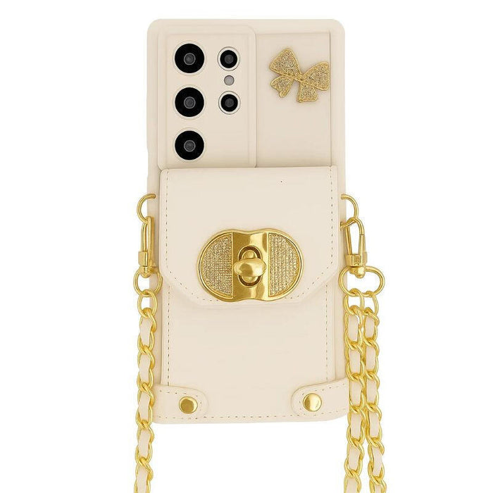 Funda Cartera Cadenas Colgantes Coquette Samsung Galaxy A16, Blanco