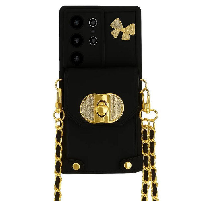 Funda Cartera Cadenas Colgantes Coquette Samsung Galaxy A56, Negro