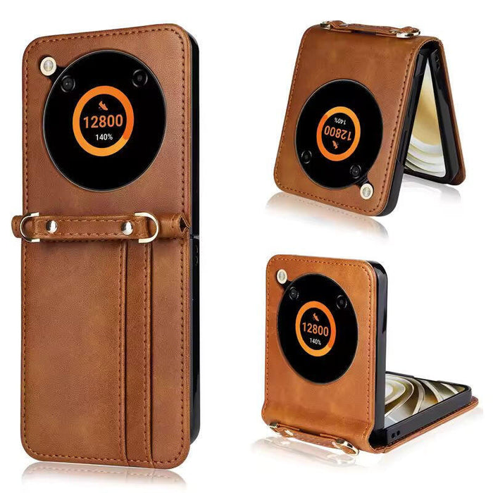 Funda Cartera Con Colgante De Cuero Para Nubia Flip, Marrón