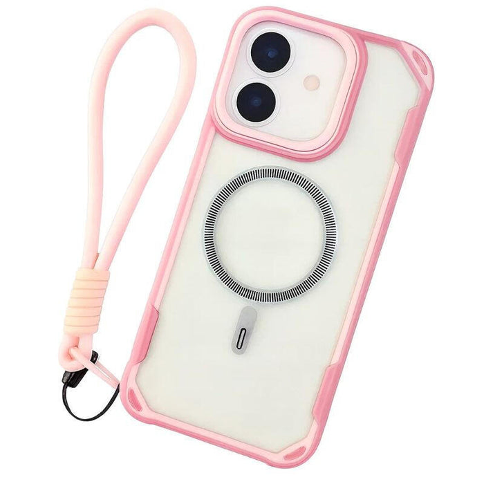 Funda Con Magsafe, Soporte Protector De Lente Y Correa De Mano Para Iphone 16, Rosa