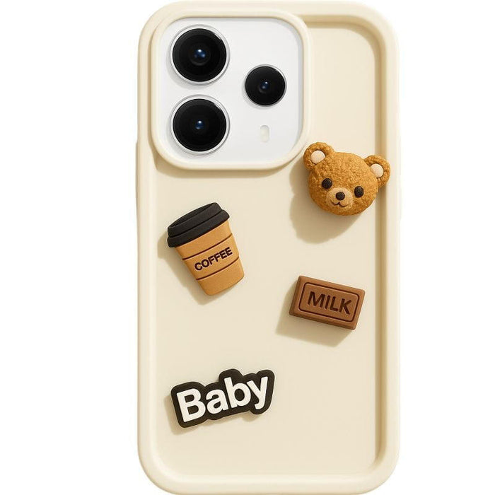 Funda De Silicona Coffee Bear Xiaomi Redmi Note 14 5g Blanco