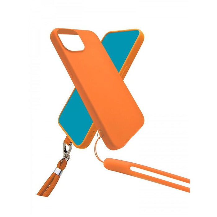 Funda De Silicona Con Cordón Para Cuello Y Muñeca Incluido Para Iphone 14 Naranja - Jaym® Pop**