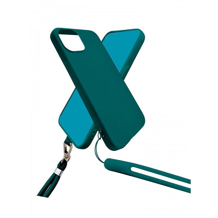 Funda De Silicona Con Cordón Para Cuello Y Muñeca Incluido Para Iphone 14 Pro Verde Sapin - Jaym® Pop **