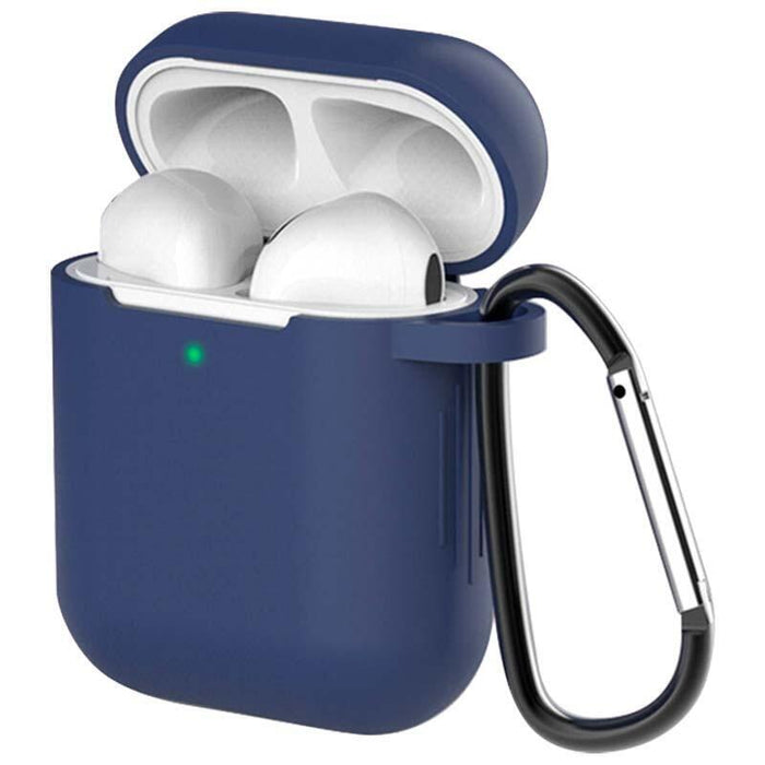 Funda De Silicona Con Mosquetón Para Apple Airpods V2 Azul Oscuro