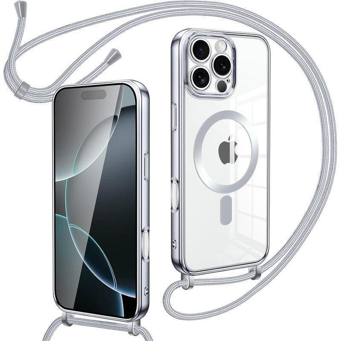 Funda Magnética Con Colgante Para Iphone 16 Pro Plata