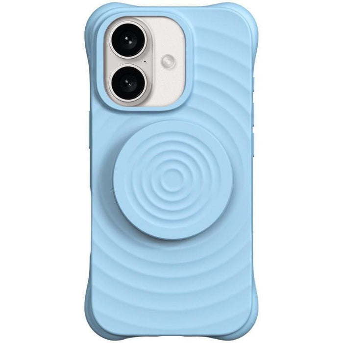 Funda  Magnética De Silicona Ondulada Con Soporte Magsafe Iphone 16 Azul Claro