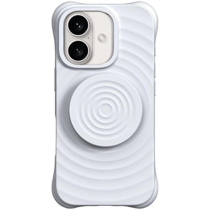 Funda Magnética De Silicona Ondulada Con Soporte Magsafe Iphone 16 Blanco