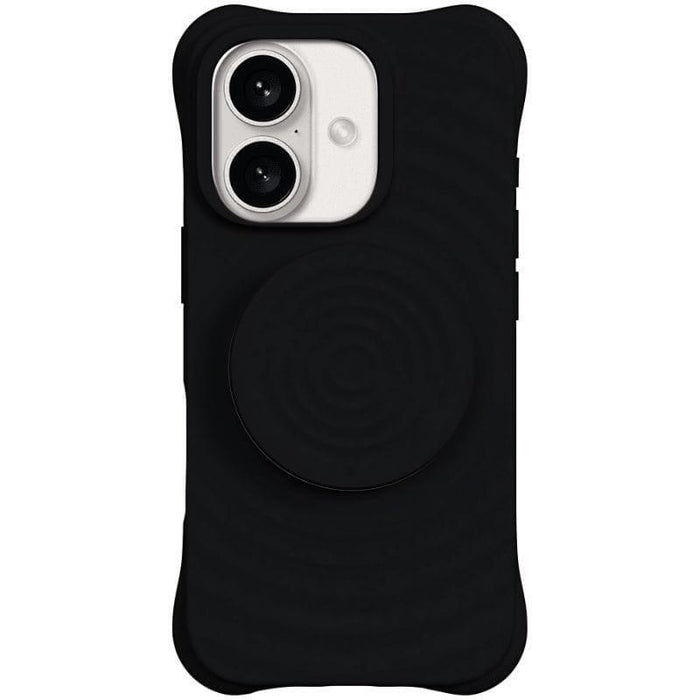 Funda  Magnética De Silicona Ondulada Con Soporte Magsafe Iphone 16 Negro
