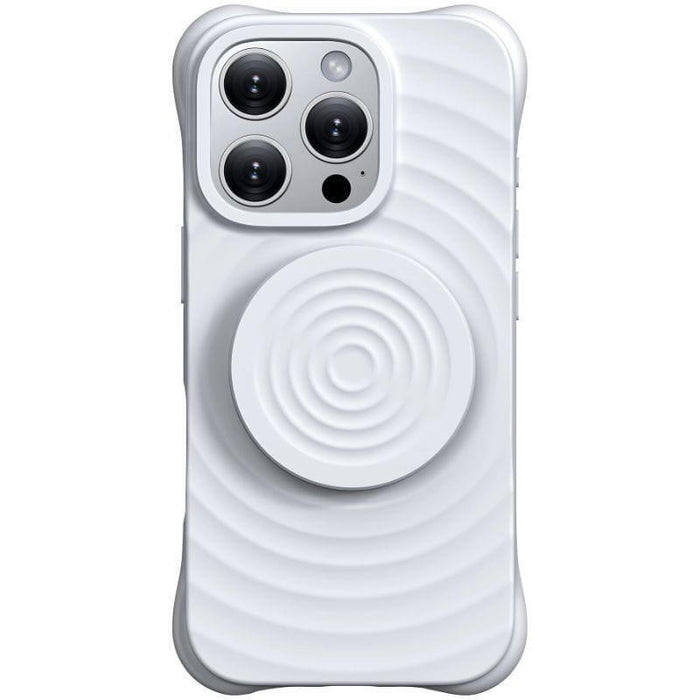 Funda Magnética De Silicona Ondulada Con Soporte Magsafe Iphone 16 Pro Max Blanco