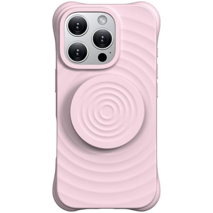 Funda  Magnética De Silicona Ondulada Con Soporte Magsafe Iphone 16 Pro Max Rosa