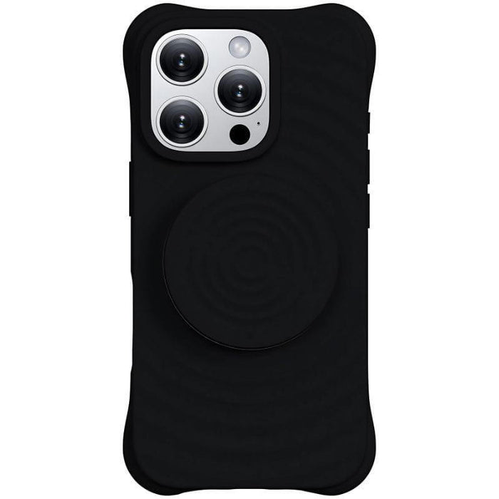 Funda  Magnética De Silicona Ondulada Con Soporte Magsafe Iphone 16 Pro Negro