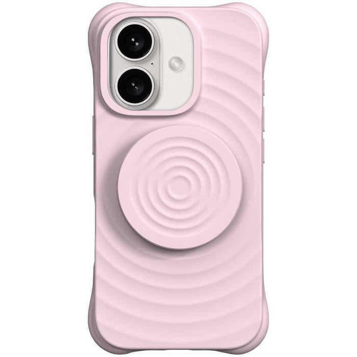 Funda  Magnética De Silicona Ondulada Con Soporte Magsafe Iphone 16 Rosa