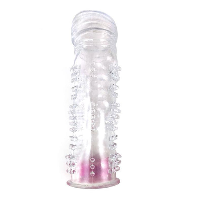 Funda Para El Pene Texturizada Con Bala Vibradora Transparente