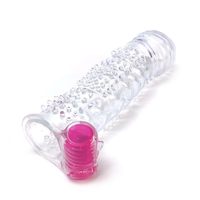 Funda Para El Pene Texturizada Con Bala Vibradora Transparente