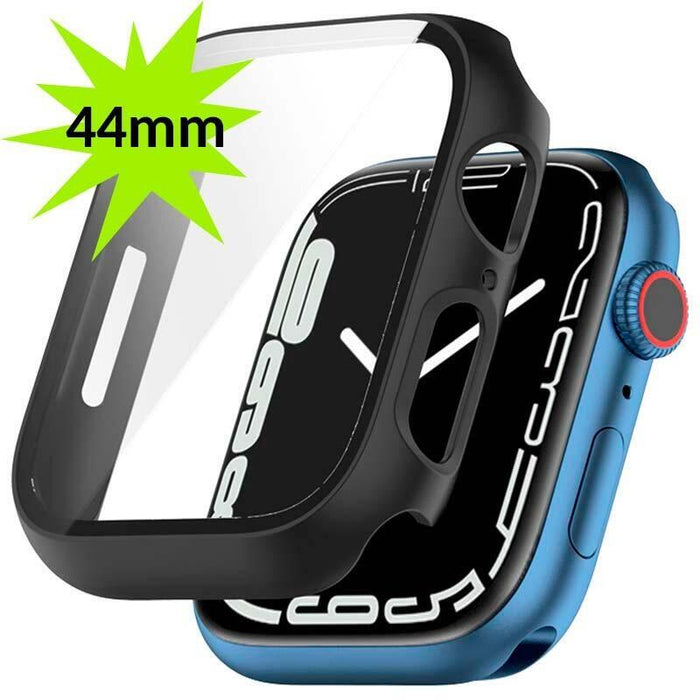 Funda Pc + Cristal Templado Apple Watch 44mm - Compatible Con Apple Watch 4/5/6/Se Negro