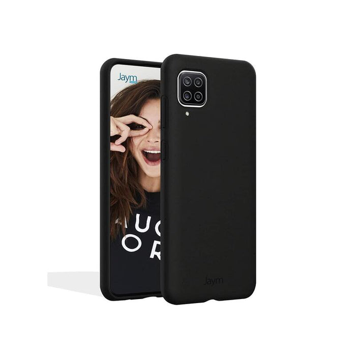 Funda Premium De Silicona Y Microfibra Para Samsung Galaxy A12 Negra - Jaym® Classic®**