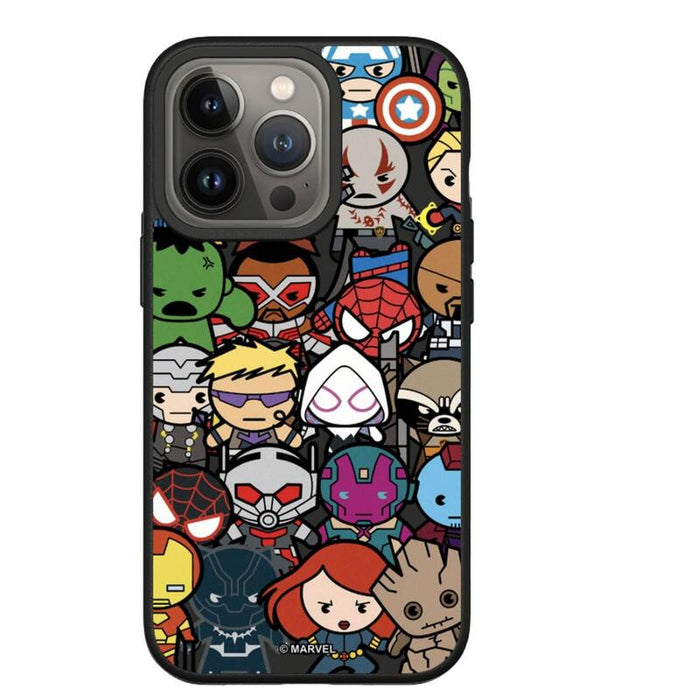 Funda Solidsuit Para Apple Iphone 13 Pro - Negro - Marvel - Chibi Avengers - Rhinoshield(Tm) **