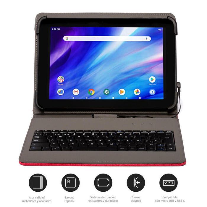 Funda Teclado Usb 10 1 Roja