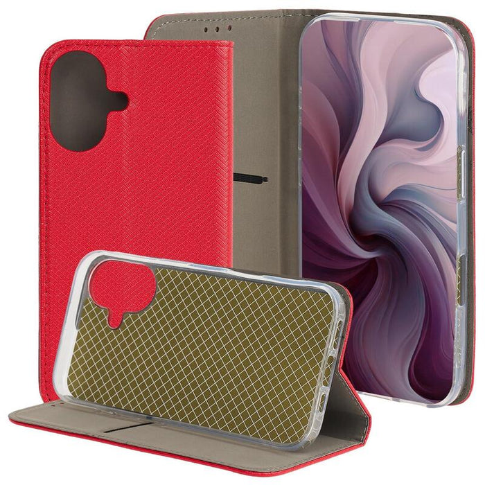 Funda Tipo Libro Con Soporte Magnética Rojo Compatible Apple Iphone 16 Plus - Jaym®