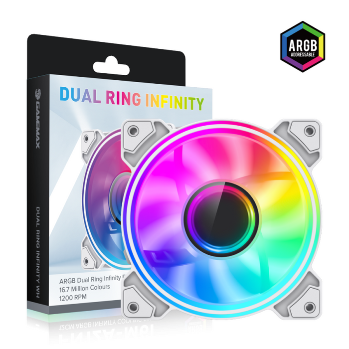 Gamemax  Case Fan  Dual Ring Infinity  White