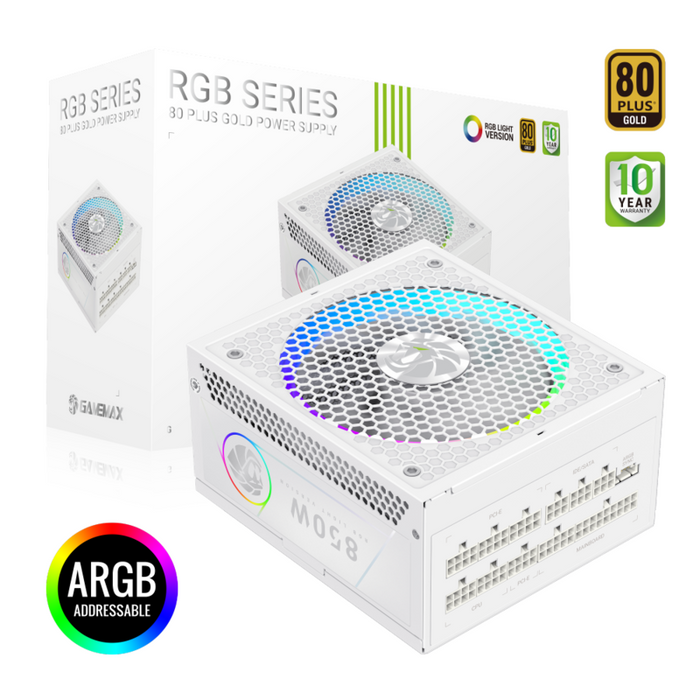 Gamemax  Psu  Rgb 850g Wh  850w  Gold  Full Modular  White