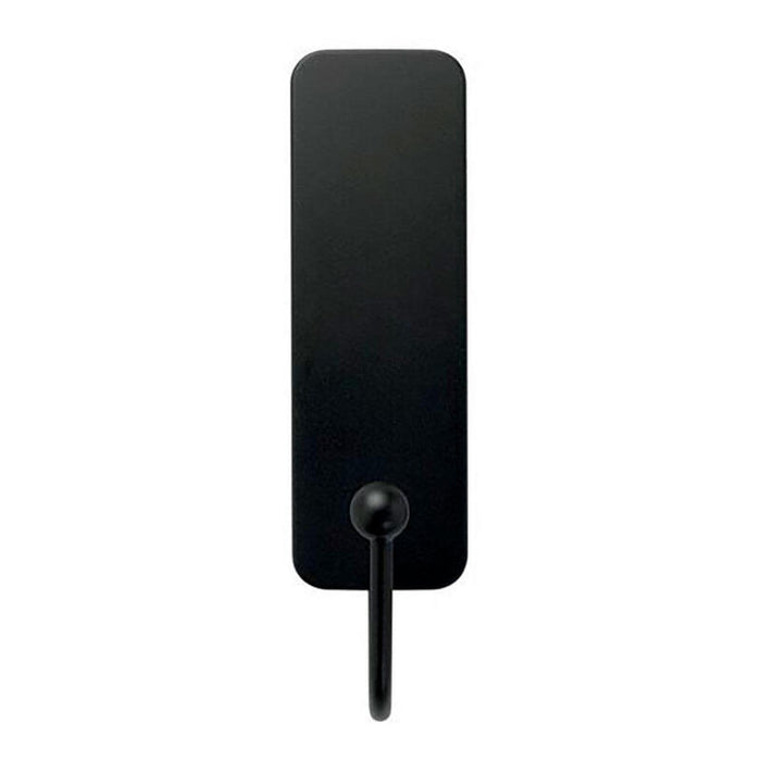 Gancho Mediano, Negro Mate, 25 X 35 X 95 Mm, 1 Ud + 2 Tiras, Máx 1,3 Kg