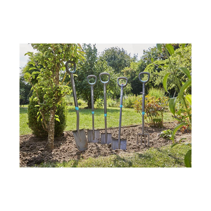 Gardena 17020-20 Pala Y Paleta Pala De Metal Con Cabeza Puntiaguda Ergonómica Para Drenaje Acero Inoxidable Negro