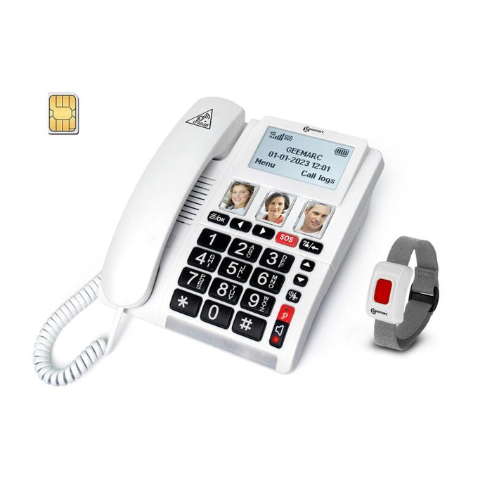 Geemarc Cl9000 -  4g Schnurgehndenes Notruftelefon Mit Notrufarmband