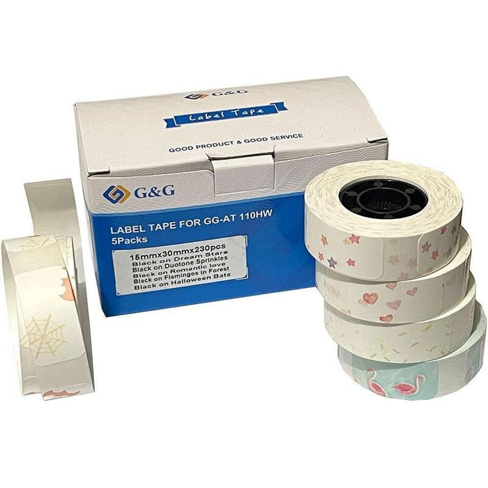 G&G Etikettenrolle 5er Set Con Verschiedenen Mumer 15x30mm