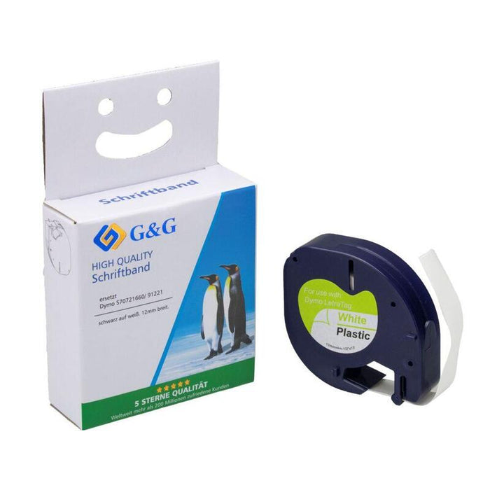 G&G Schriftband 12mm X 4m Sw-Ws Komp. M. Dymo S0721660/ 91221