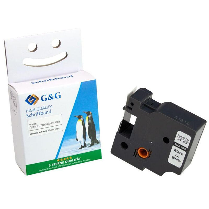 G&G Schriftband 12mm X 7m Sw-Ws Komp. M. Dymo D1/ 45013/ S072053